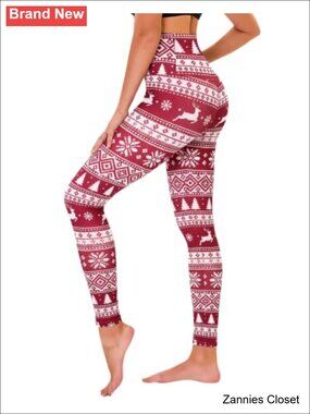 🎄 High Waisted Leggings Tummy Control Ankle Yoga Pants with Pockets